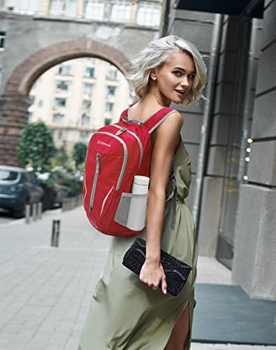ZOMAKE Ultra Lightweight Packable Backpack 25L, Foldable Hiking Backpacks Water Resistant Small Folding Daypack for Travel(Bright Red) - color: Bright Red