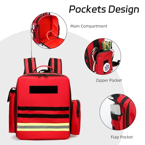 First Aid Bag Empty Medical Bag,High-Capacity Heavy-Duty ECG Backpack Medical Equipment Case for Nursing Student,Therapist,Doctors