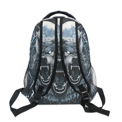 susiyo Custom Name Backpack Personalized School Bookbag Moon and Wolf Lightweight College Back Pack Travel Camping Casual Daypack for Teens Girls Boys Women Men - color: Custom Wolf