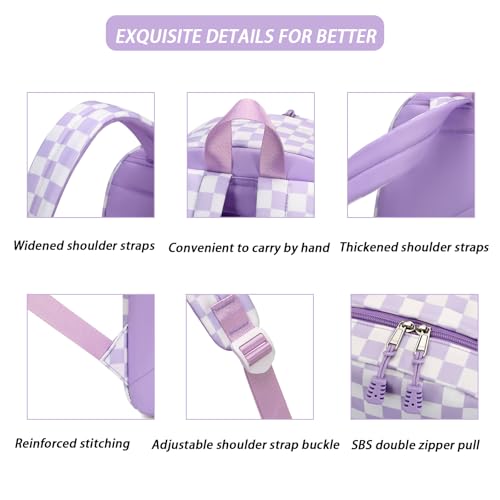 mezhsa Girls School Backpack Elementary Middle Lightning Bookbag Laptop Teenager Waterproof Lightweight 17 Inches (Purple Square) - color: 6-purple