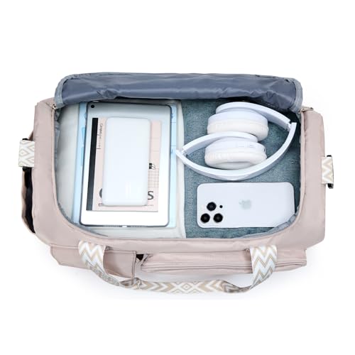 Small Gym Bag for Women, Travel Duffle Bag Carry On Weekender Bag with Shoe Compartment - color: 32#Beige, style: Gym Bag&toiletry Bag