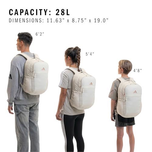 adidas PHNM Backpack for Laptop, School and Travel, 28L - color: Alumina Beige/Off White/Rose Gold