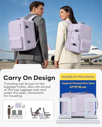 Vacuum Backpack Travel with Pump for Women Men 18x14x8 Personal Item Bag - color: A1-purple