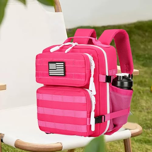 9L Mini Tactical Backpack for Men and Women, Tactical Backpack Small for Hiking, Small Tactical Bag (Rose Red) - color: Rose Red
