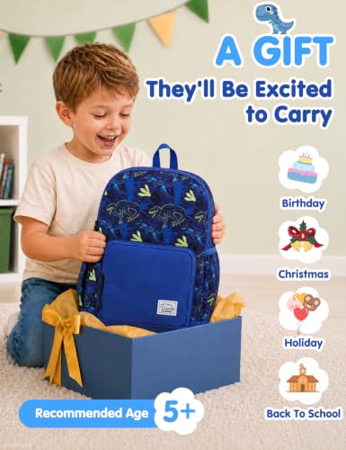 VASCHY Kids backpacks, Cute Lightweight Water Resistant Preschool Backpack for Boys and Girls Chest Strap | Cute - color: Navy Dinos, size: Small (4-6 Yrs) - 15'' H