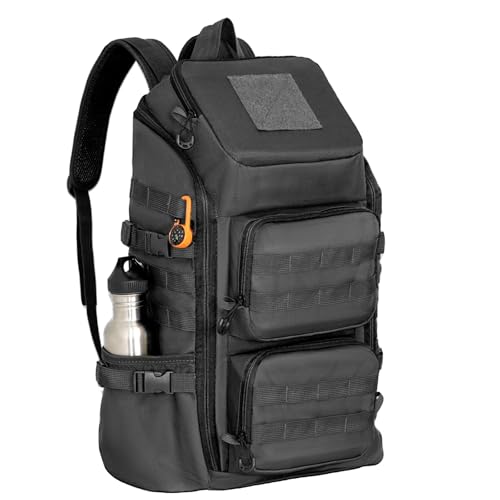 kokkoya 40l Slim Tactical Backpack with Laptop Compartment Molle System Webbing Lightweight Bag for Men Travel Hiking Camping Everyday Carry 17 inch Laptop Black - color: Black