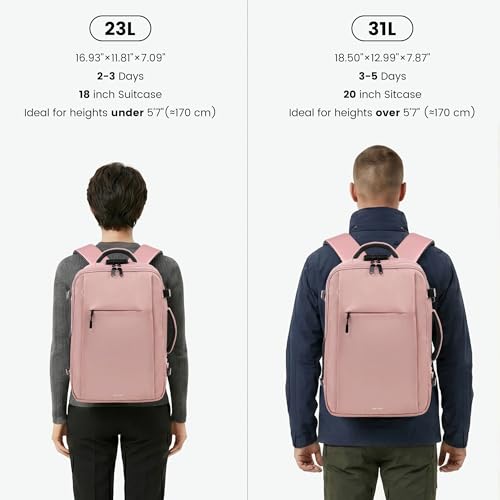TANTOMI Travel Backpack for Women, Carry On Backpack with Wet-Dry Separation Compartment, TSA-Compliant Laptop Backpack, Personal Item Travel Bag with Anti-Theft Lock for Weekender (Pink) - color: 2-pink