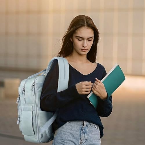 Mancro Travel Backpack for Women, Womens TSA Laptop Backpack with 15.6 Inches Laptop Compartment and Dry-Wet Pocket, Travel Daypack Weekend Backpack for Women, Blue - color: Blue