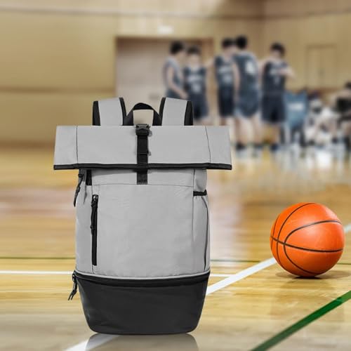 Outdoor Gym Backpack, Multifunction Large Capacity Lightweight for Fitness Travel Hiking, Nylon Daypack- Gray - color: Gray
