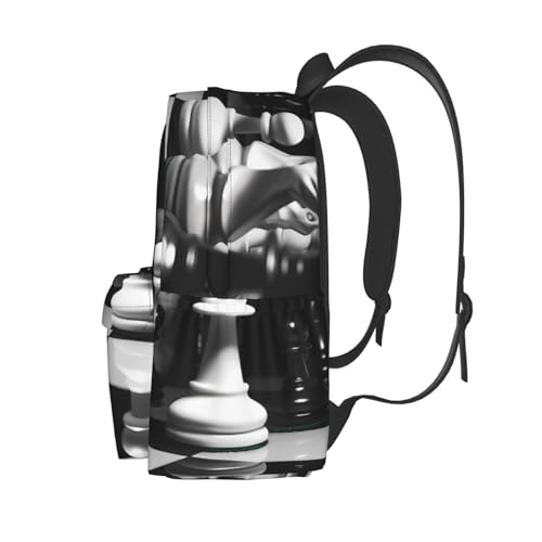 black and white chess Travel Backpack for Men Women 15.6 inch Laptop Backpack Casual Daypack for Weekender - color: Black and White Chess