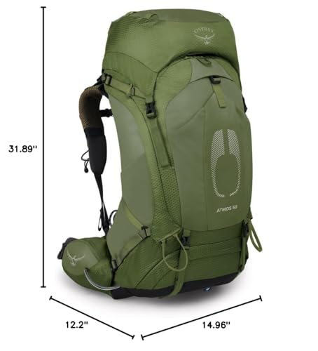 Osprey Atmos AG 50L Men's Backpacking Backpack - color: Mythical Green, size: Small-Medium