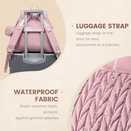 LOVEVOOK Diaper Bag Backpack, Small Baby Bag, Cute Baby Diaper Bag, Stylish Water-Resistant Travel Baby Bag for Mom, Baby Backpack with Changing Pad, Stroller Straps-Pink - color: Pink