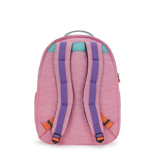 Kipling Women's Seoul Extra Large 17" Laptop Backpack, Durable, Roomy with Padded Shoulder Straps, Built-In Protective Sleeve - color: Bubblegum Pink Mix Pop, size: 13.5''L x 17.75''H x 9''D