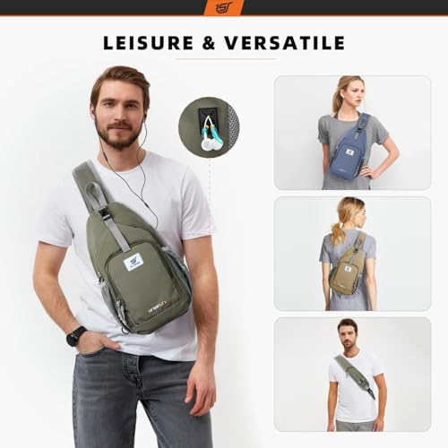 SKYSPER Sling Bag RFID Crossbody Sling Backpack Cross Body Shoulder Bag Travel Hiking Daypack for Women Men(Light Taupe) - color: Light Taupe