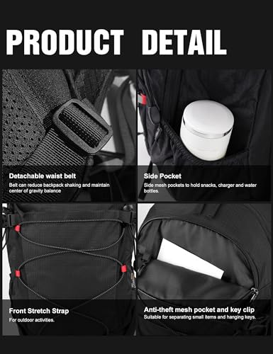 MOUNTAINTOP 18L Hiking Daypack, Lightweight Outdoor Backpack with Hydration - color: Black