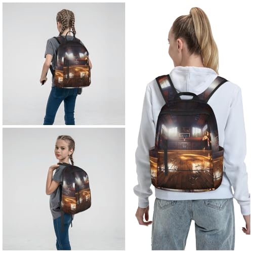 Basketball court Travel Backpack for Men & Women 14 inch Laptop Backpack Waterproof Work Back Pack - color: Basketball Court