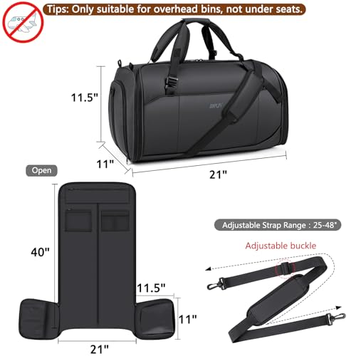 Convertible Garment Bags for Travel - Carry on Garment Duffle Bag with Backpack Straps for Men Women, 4 in 1 Large Travel Duffel Bags with Shoes Compartment Hanging Suit Dress Weekender Bag - color: A-Black