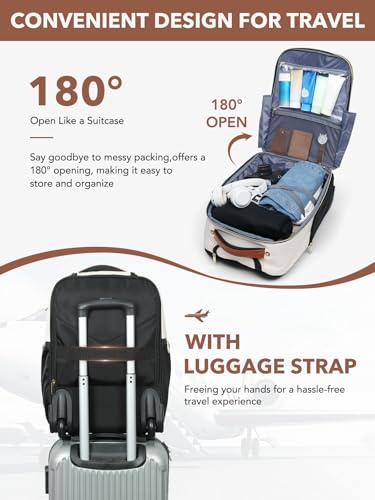 Rolling Backpack for Women, 22 Inch Carry on Luggage Flight Approve - color: Beige, size: XL (Carry on)