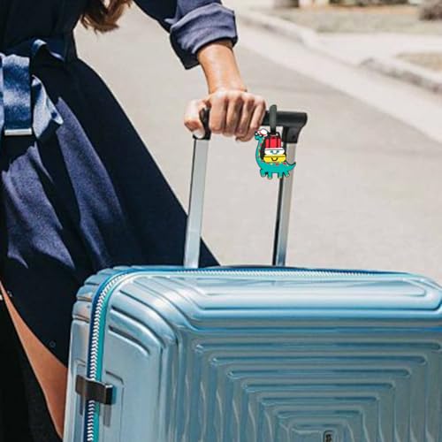 Cute Cartoon Dinosaur Silicone Luggage Tag Fun Triceratops Travel Bag Tag Personalized Labels for Cruise Airport (Green-Diplodocus) - style: Green-Diplodocus