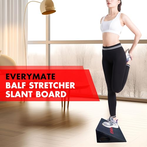 EVERYMATE Heavy-Duty Wooden Slant Boards for Exercise & Calf Stretch – 19.7" Wide Incline Board for Squats, Non-Slip Surface, Fixed 25° Angle for Strength & Flexibility Training, 1200 lbs Capacity - color: Slant Board-BLACK
