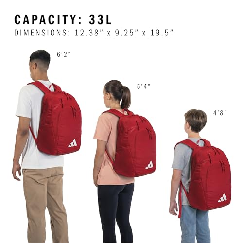 adidas Defender 5 Backpack for Sports, Gym, School and Travel, 33L, Power Red/White, OSFA - color: Power Red/White