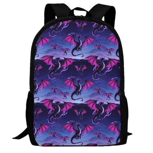 Ergonomic Padded Backpack Dragon Cartoon, Anti Theft Spacious Travel Daypack Sturdy Polyester Bag for Commute Gym Outdoor Leisure Use - color: Design (905)