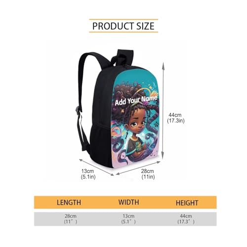 Afro Black Personized Backpack for Little Girls Bookbag Ages 6-8/8-10 Custom Name Book Bag Kids 2 Grade/3Rd Grade School Bag Hiking - color: African Black Girl-20