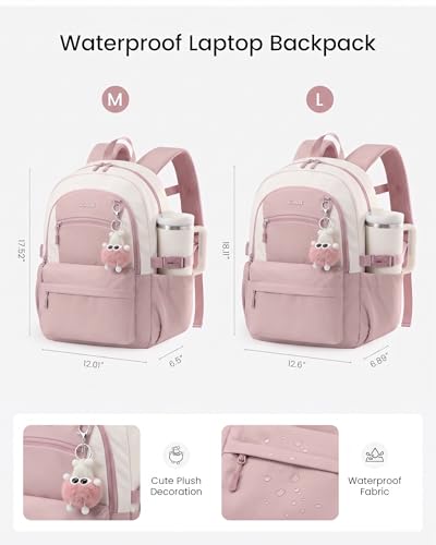 LOVEVOOK School Backpack for Teen Girls & Women 35L Large Laptop Backpack - color: Pink, size: 15.6 inch