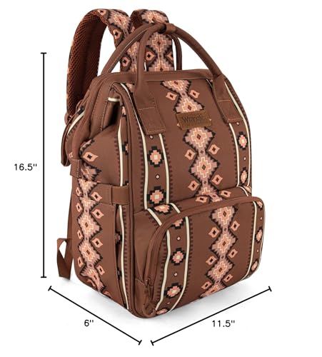 Wrangler Aztec Backpack Organized Daypack Travel Baby Bag with Stroller Strap and Side Bottle Pockets WG2204-9110CM - color: Angel Camel