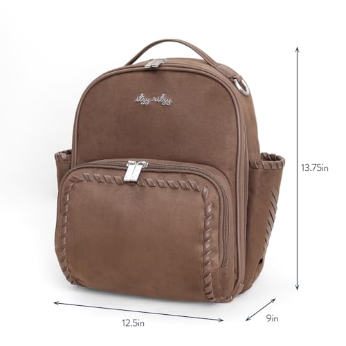 Itzy Ritzy Mini Diaper Bag Backpack – Chic, Compact Mini Plus Backpack with Changing Pad, 10 Pockets (6 Internal, 4 External), Grab-Top Handle & Rubber Feet (Aspen) - color: Aspen