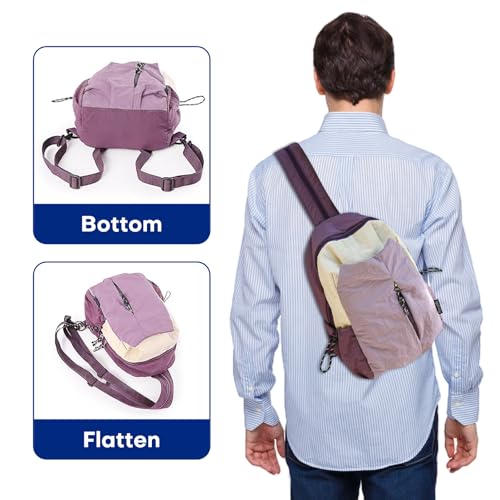 Ultralight Convertible Sling Backpack - Wear as Crossbody or Backpack for Commuting, Hiking, Travel and Cycling (Purple) - color: Purple
