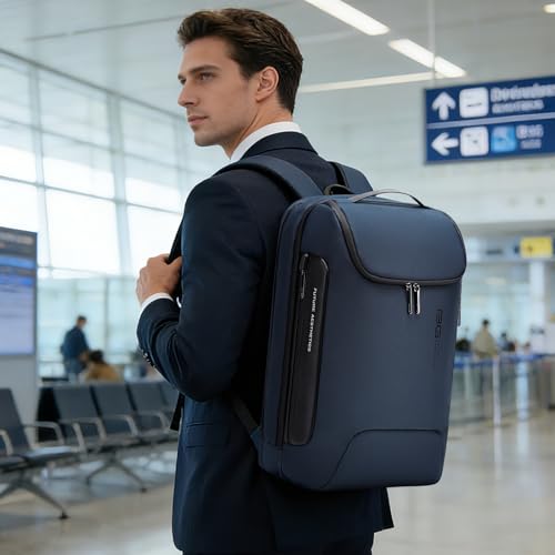 BANGE 17.3 Inch Business Laptop Backpack: Anti-Theft with USB Port & TSA Lock, Waterproof Zippers, Large Travel Commuter Bag - color: Blue, size: lock and usb