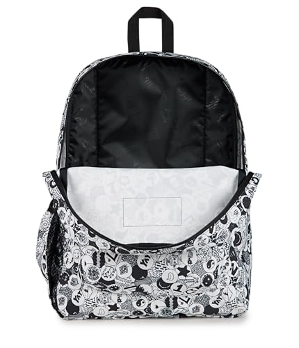 JanSport Cross Town Backpack - Simple Bag for Everyone with 1 Main Compartment, Front Utility Pocket - Premium Class Accessories - Doodle Dots - color: Doodle Dots Black/White/Grey
