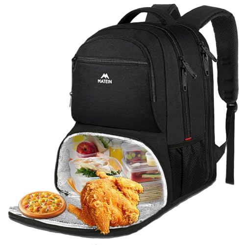 MATEIN 18 Inch Large Laptop backpack, Insulated Lunch Backpack for Men - color: Black, size: 18 Inch