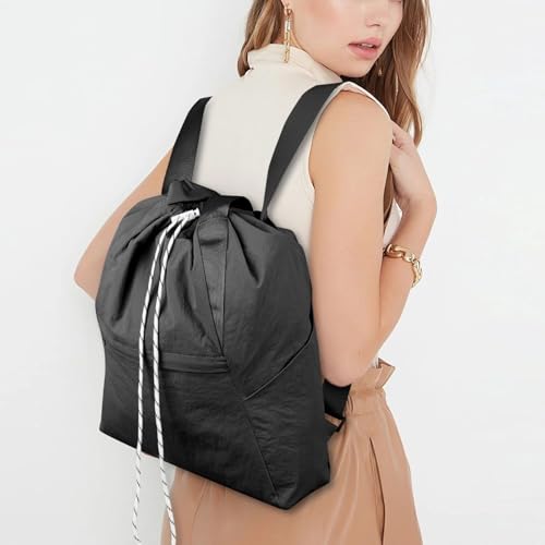 Valleycomfy Drawstring Backpack with Wet Pocket,Waterproof Drawstring Bag,Gym Backpack for Beach,Pool,Swim and Travel,Black - color: Black2