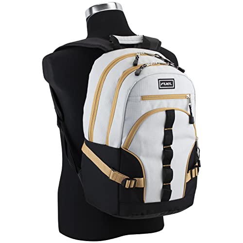 FUEL Hiking Laptop Backpack, College Bookbag, Travel Daypack with 5 Compartments, Dynamo Tech Pocket, 18.5 Inches - color: Light Khaki