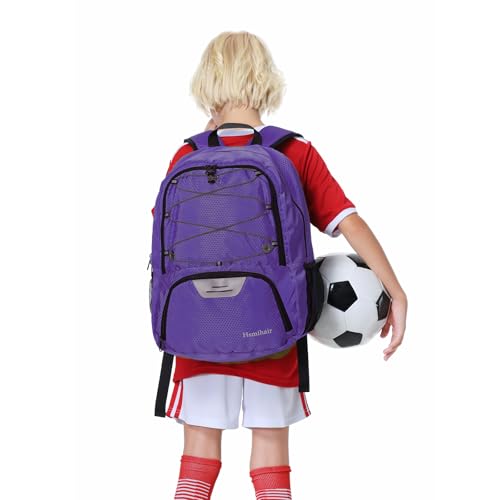 Hsmihair Youth Soccer Bag-Soccer Backpack&Backpack for Football Basketball,with Ball Compartment Separate Cleat Package - color: Purple