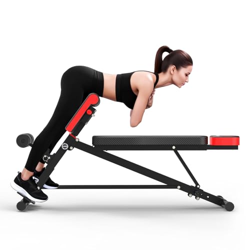 K KiNGKANG Adjustable Weight Bench,Multi-Functional Roman Chair for Full All-in-One Body Workout Hyper Back Extension and Sit up - color: Black