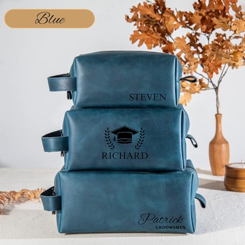 Graduation Gifts, Personalized Leather Toiletry Bag for Men, High School College Masters Degree Gift for Him, Groomsmen, Husband, Dad, Boyfriend, Birthday, Anniversary, Wedding, Father Day Gifts - color: Graduation Gifts