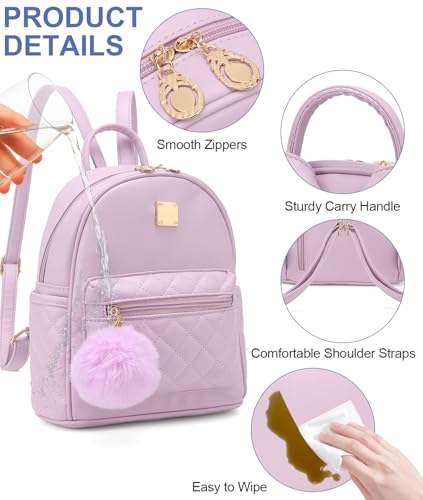 Barsine Girls Fashion Mini Backpack Purse Small Cute Plaid Leather Women Backpacks Little Bag (Purple) - color: Purple