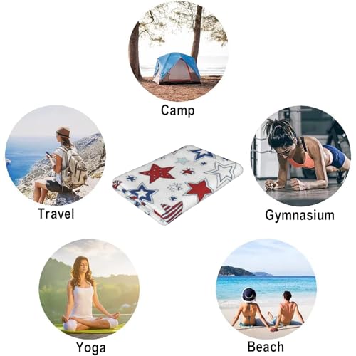 4th of July Stars Beach Towel, Memorial Day Quick Dry Sand Free Absorbent Bath Towel, Independence Day Microfiber Lightweight Towel Pool Travel Camping Gym Swim 30x60 Inch/ 77X153cm - color: Red Blue Stars
