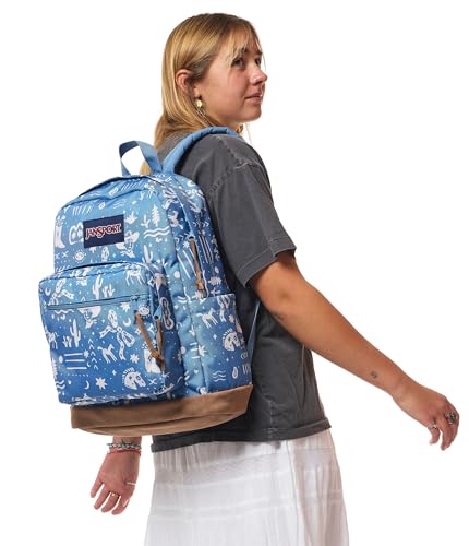 JanSport Right Pack Backpack - Durable Daypack with Padded 15" Laptop Sleeve, Spacious Main Compartment & Integrated Water Bottle Pocket - Yeehaw And Horses Elemental Blue/Cream - color: Yeehaw and Horses Elemental Blue/Cream