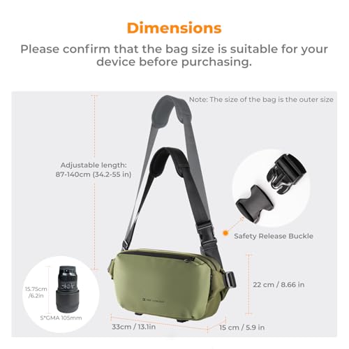 K&F CONCEPT Camera Sling Bag Crossbody Bag Waterproof Camera Shoulder Backpack DSLR/SLR/Mirrorless Camera Case - color: 03 Green Medium