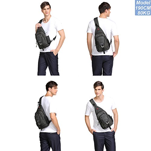 NICGID Sling Bag Chest Shoulder Backpack Crossbody Bags for Tablet Laptop Outdoor Hiking Men Women - color: Black-2664