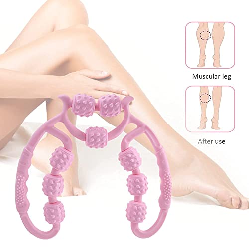 TOMOO 4 Wheels Muscle Roller Massager Circular Leg Clamps-360 ° Muscle Roller for Leg Neck Hand Arm Muscle Relax Massager Indoor Sports Yoga Bodybuilding Equipment (9 Wheel)
