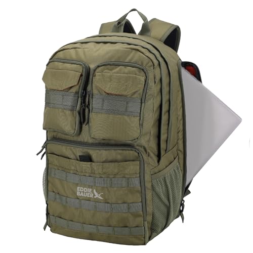 Eddie Bauer Cargo Tactical Backpack | Adventure | Heavy Duty | Outdoor | Water Resistant | 600D Polyester - Grey Moss - color: Moss Grey