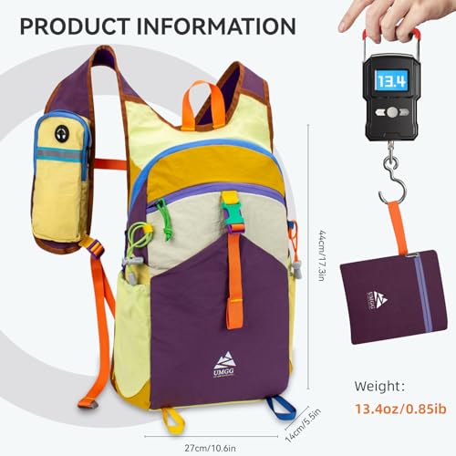 15L Small Hiking Backpack Travel Daypack Colorful Lightweight Packable Foldable Casual Backpack for Women Men - color: Purple