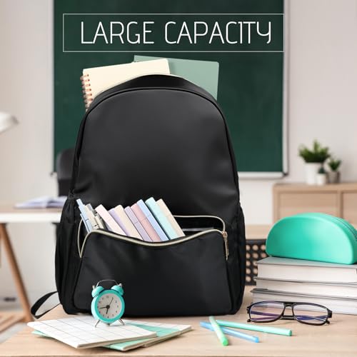 1 Piece Nylon Backpack Kids School Backpack for Toddler Girls Boys Plain Waterproof Preppy Bookbags Travel for Student (Black) - color: Black