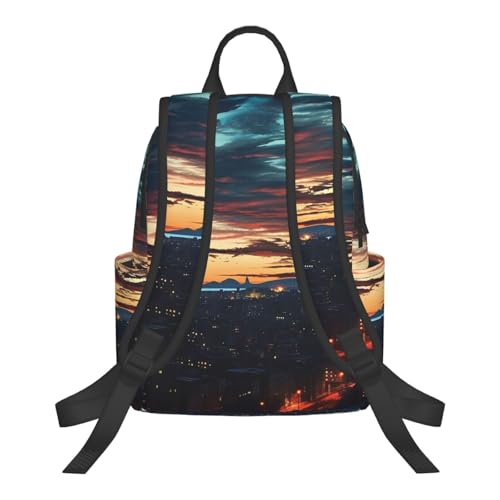 Travel Backpack for Women Men Cityscape Dusk Daypack 15 inch Lightweight Computer Bag Casual Back Pack - color: Cityscape Dusk