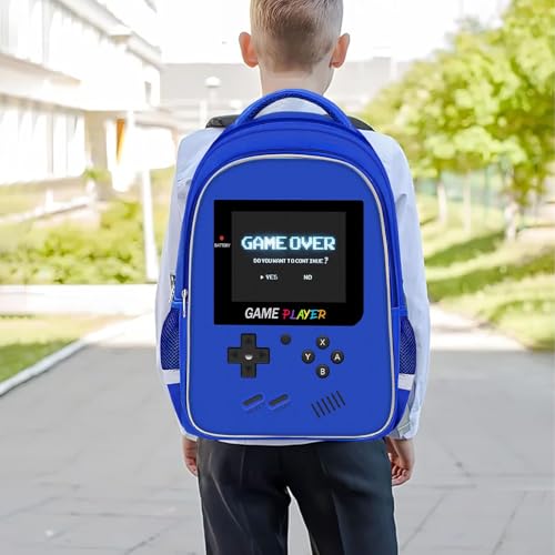 Backpack for School Boys,Gamer Boys Backpack for Elementary Middle School,Student Bookbag for Ages 6-18 Kids Children Teens,17″ Video Game Bookbag Travel Back Pack - color: Game Backpack-blue